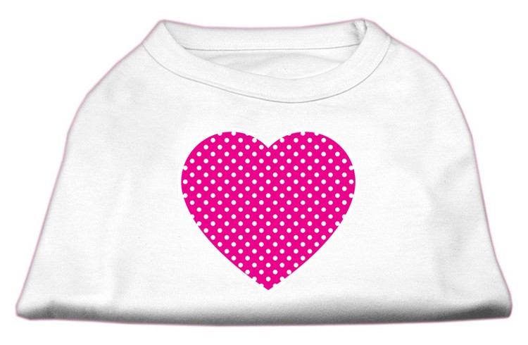 Pink Swiss Dot Heart Screen Print Shirt White XS